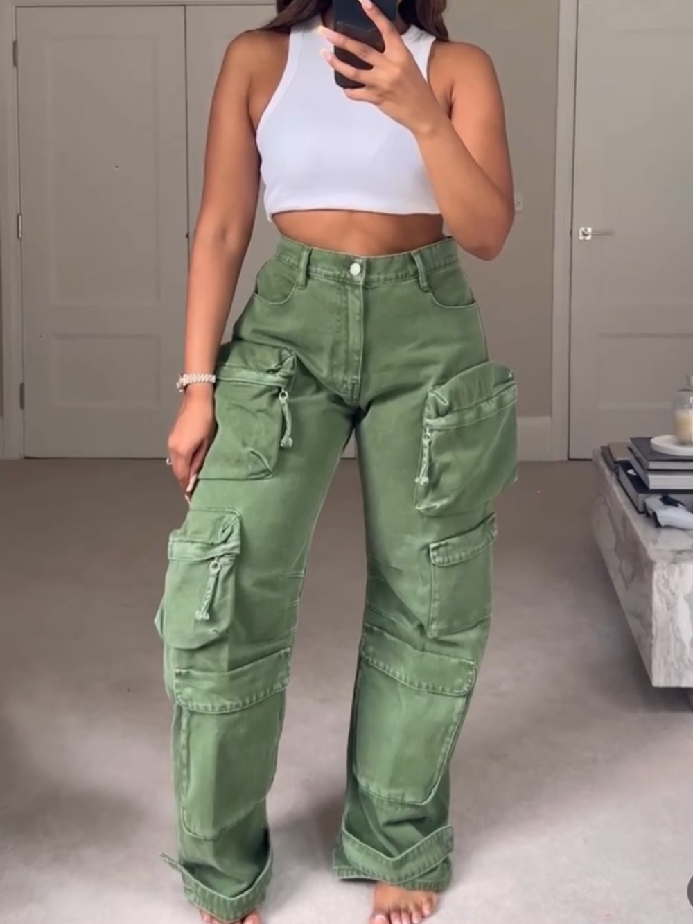 Zara Olive Green Utility Relaxed Cargo Pants - BNWT